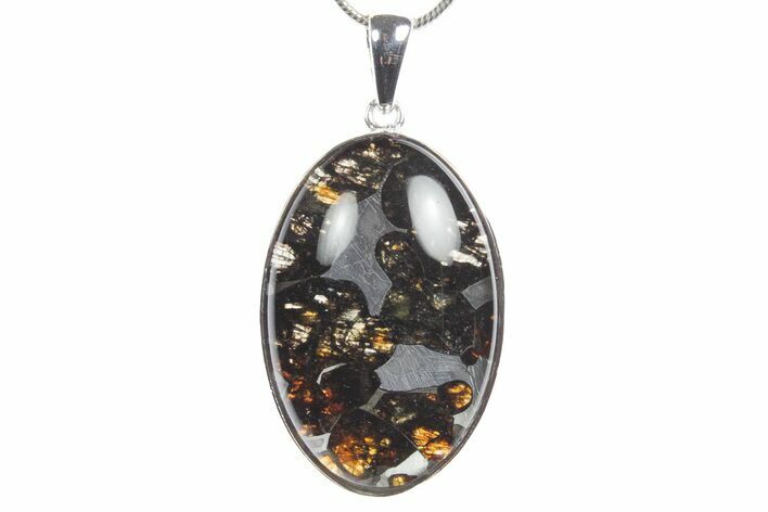 Sericho Pallasite Oval Meteorite Pendant - Kenya #351412